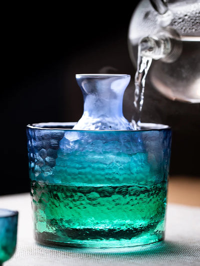 serving alcohol glass cold sake set