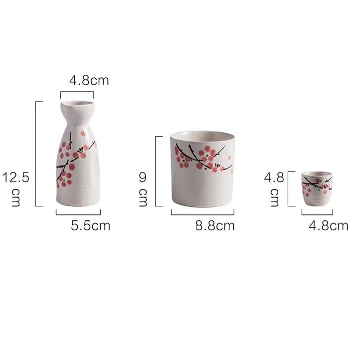 dimensions of sake set cherry blossom