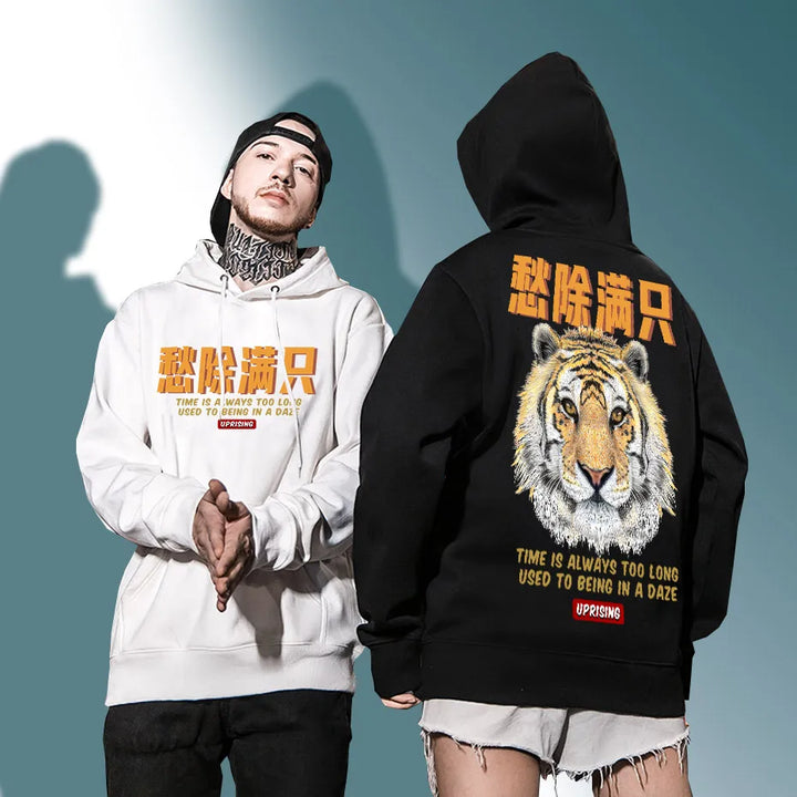 black and white japanese tiger hoodie