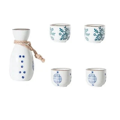 traditional japanese sake set in ceramic