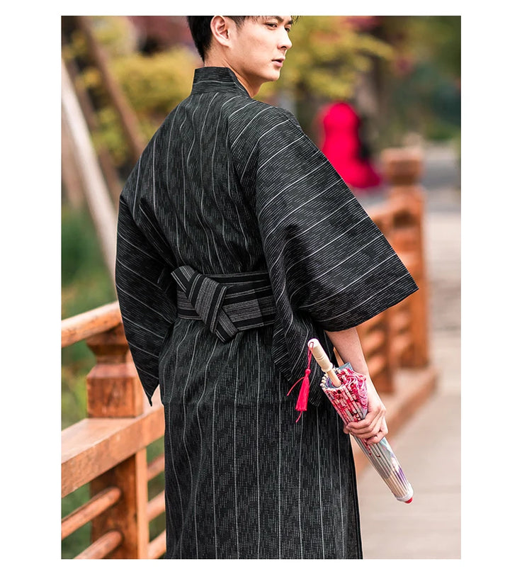 grey striped yukata