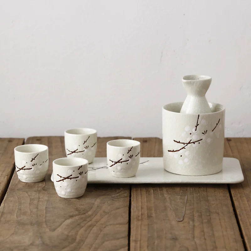 grey sake set cherry blossom