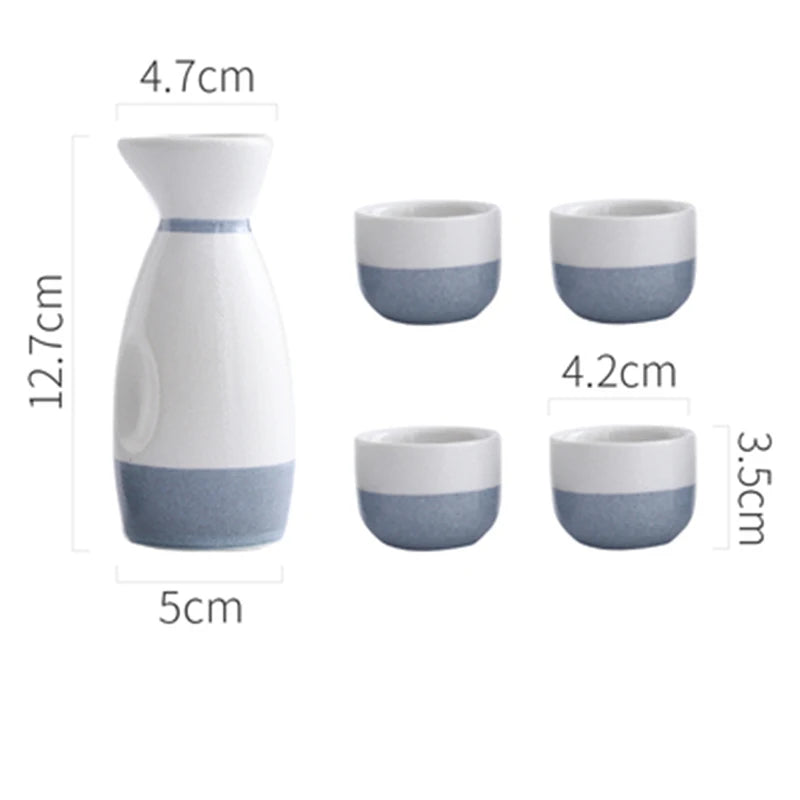 dimensions of a sake cups set