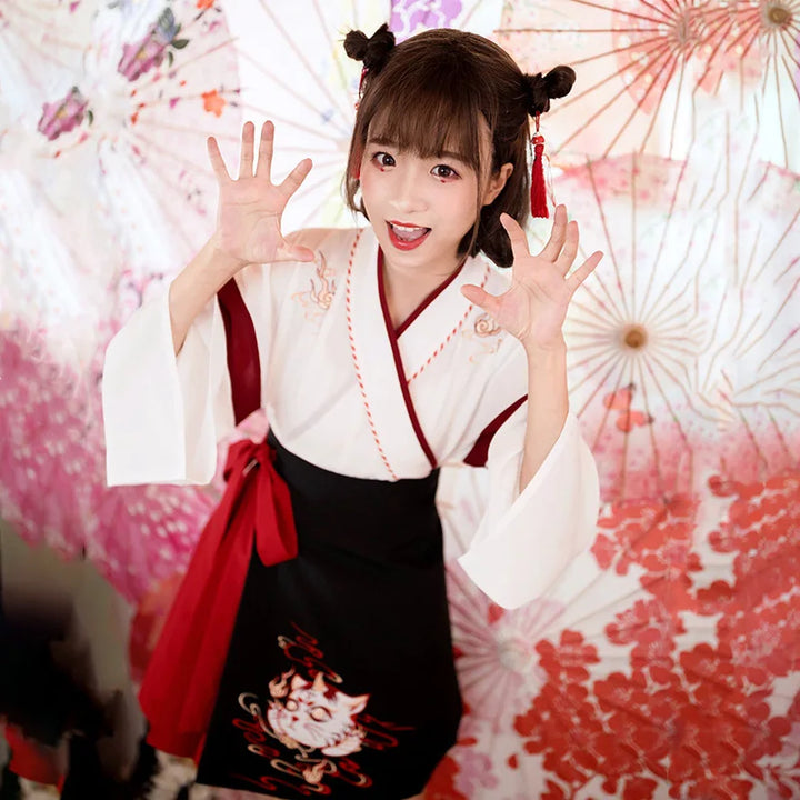 girl wearing white japanese kimono robe