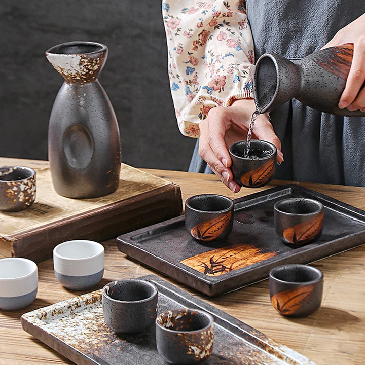 serving with a sake set from japan