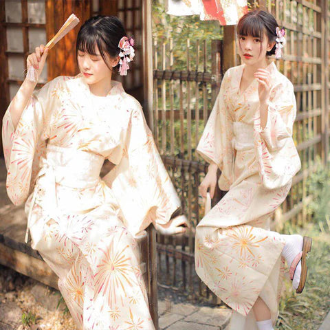 yellow silk kimono robe