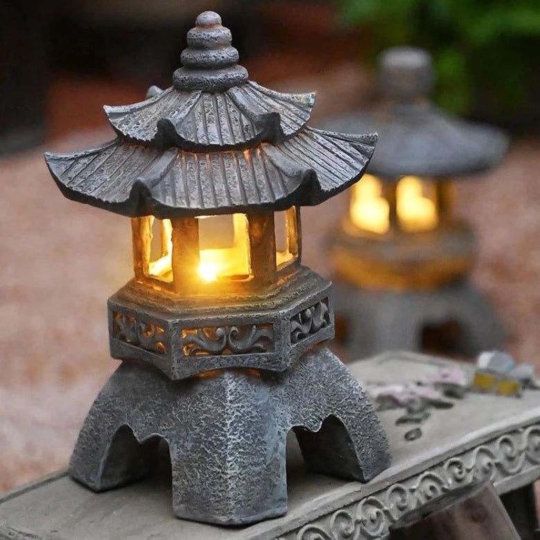 solar japanese stone pagoda lantern