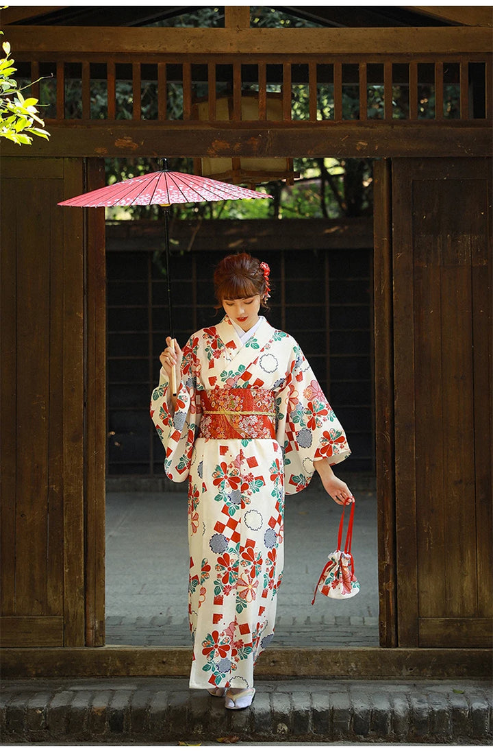 japanese woman with long white kimono robe