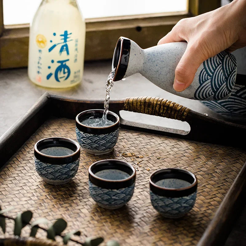 serving with a ceramic sake set