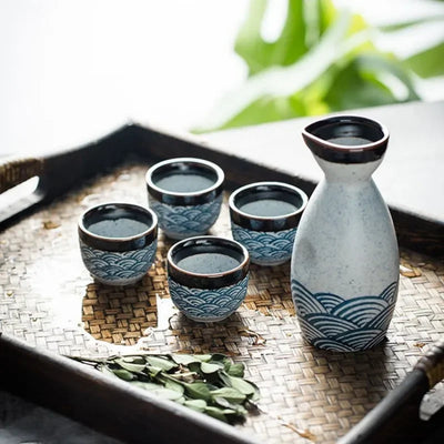 ceramic sake seton a table