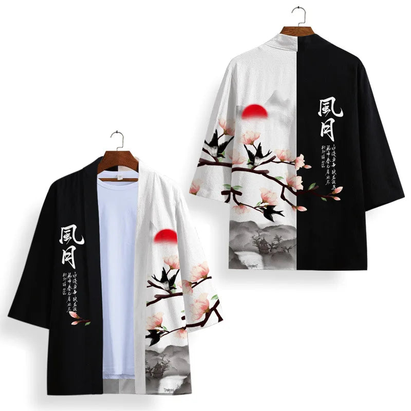 black and white kimono cardigan