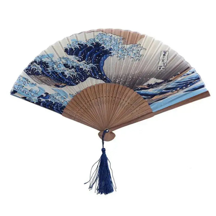 great wave kanagawa hand fan japanese