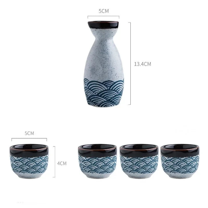 dimensions of a ceramic sake set