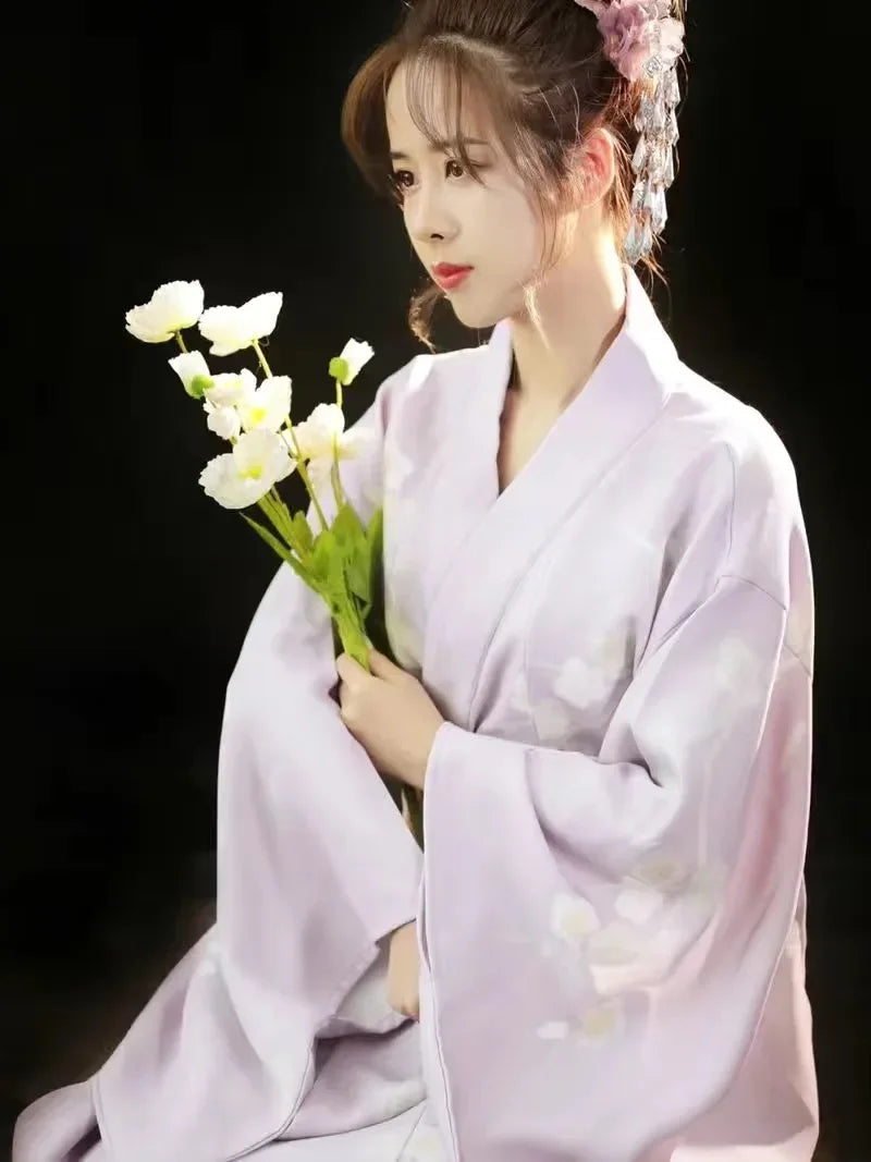 woman wearing purple kimono robe