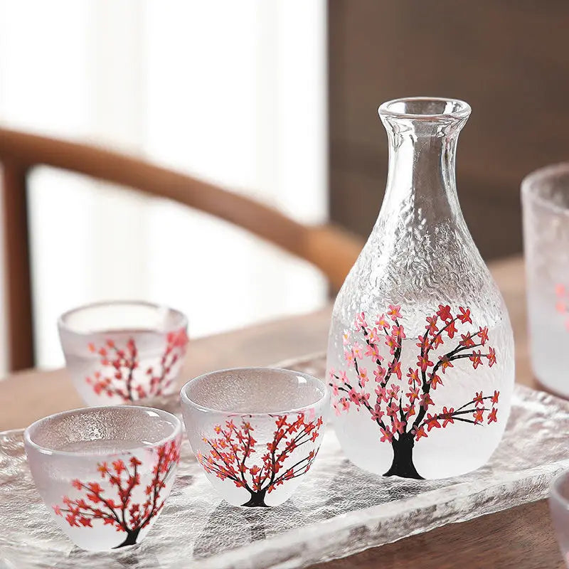 sake glasses set on table