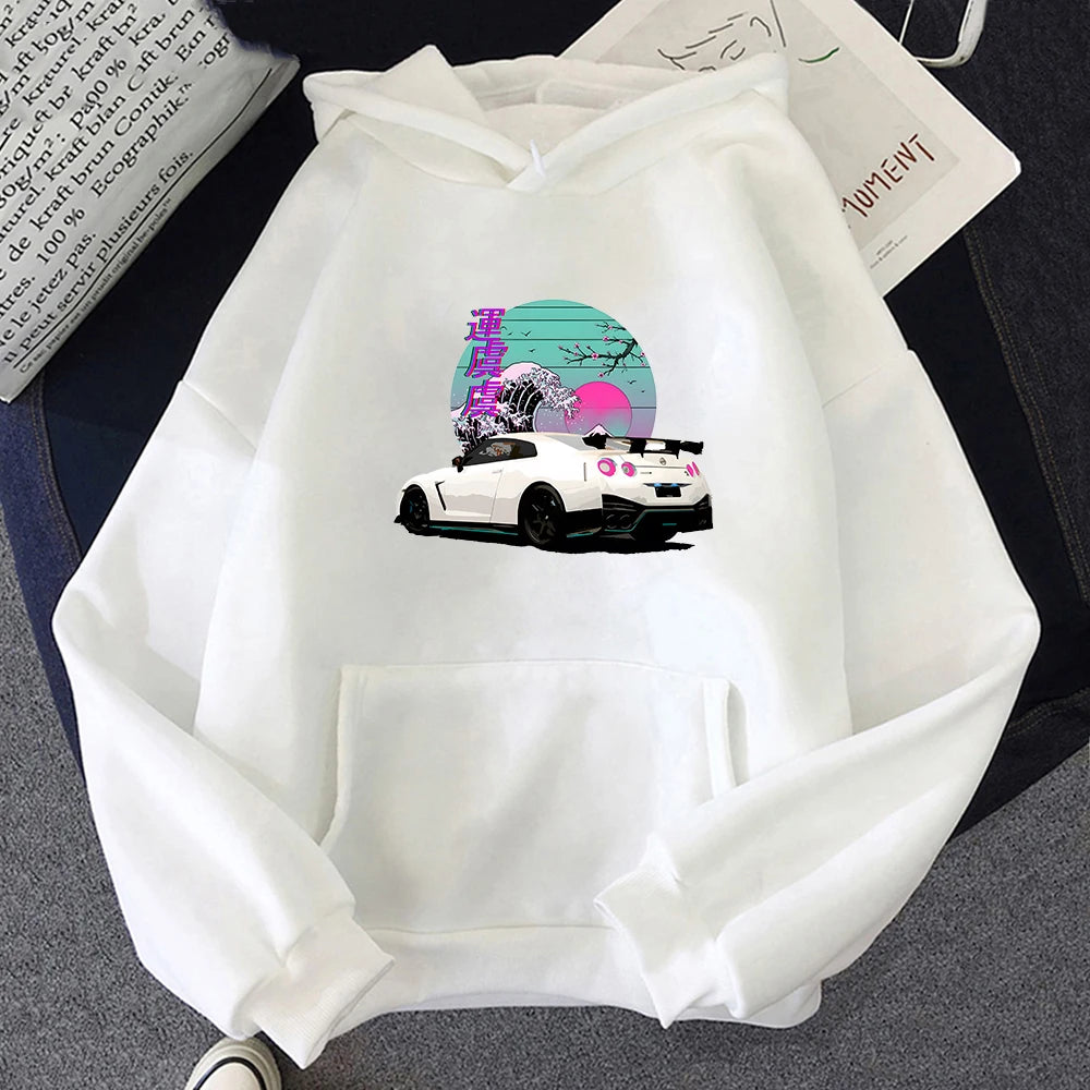 white japanese car hoodie