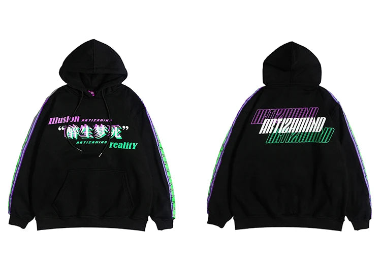 black japanese retro hoodie