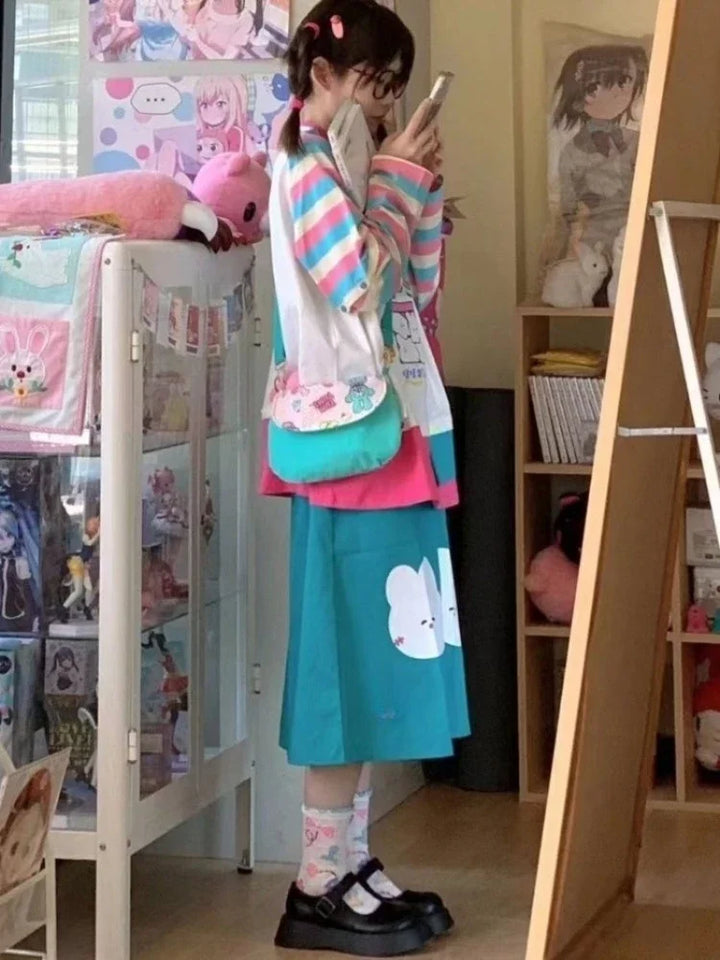 japanese pink and blue kawaii hoodie