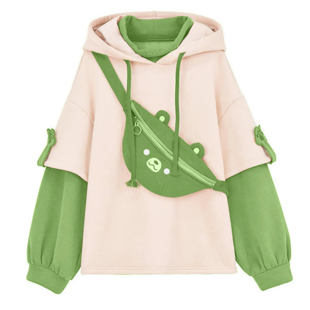 green kawaii bear hoodie