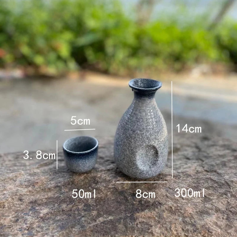 dimensions of japanese ceramic sake set