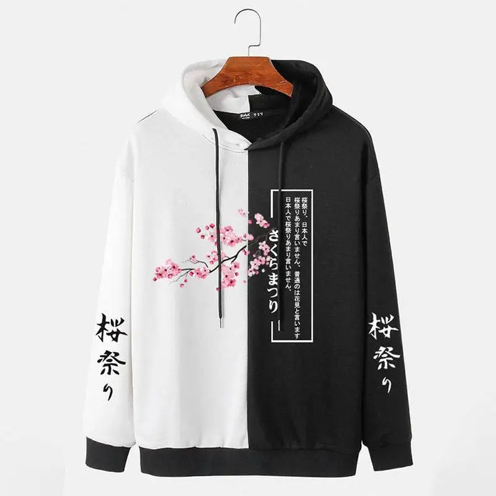 black and white japanese hoodie