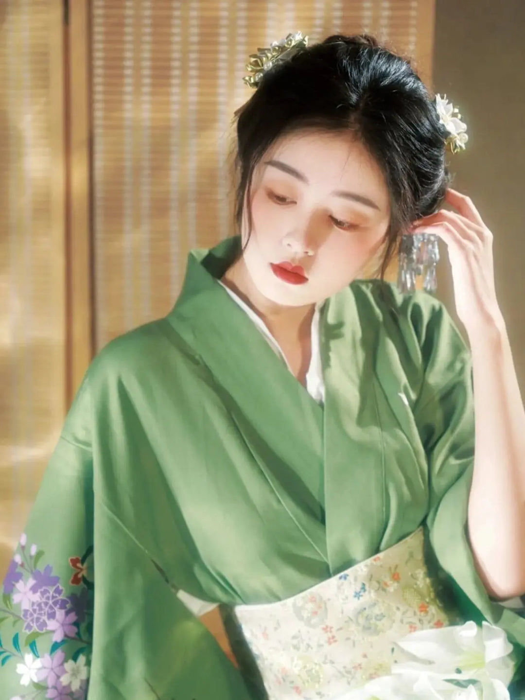 japanese green kimono robe