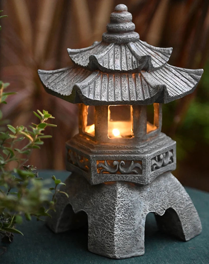 ceramic japanese stone pagoda lantern