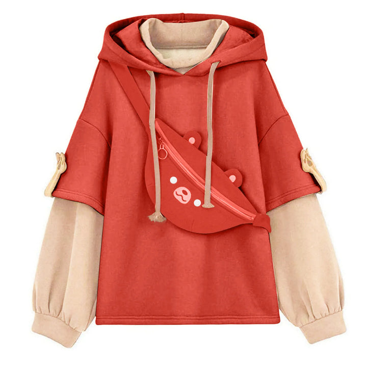 red kawaii bear hoodie