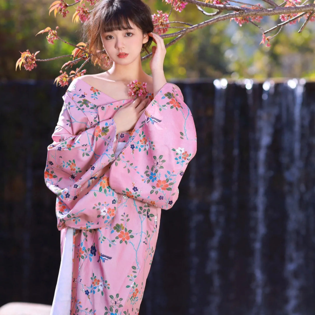 shy japanese woman wearing women kimono robe