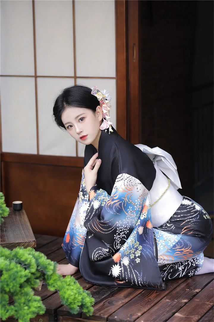 black japanese kimono robe