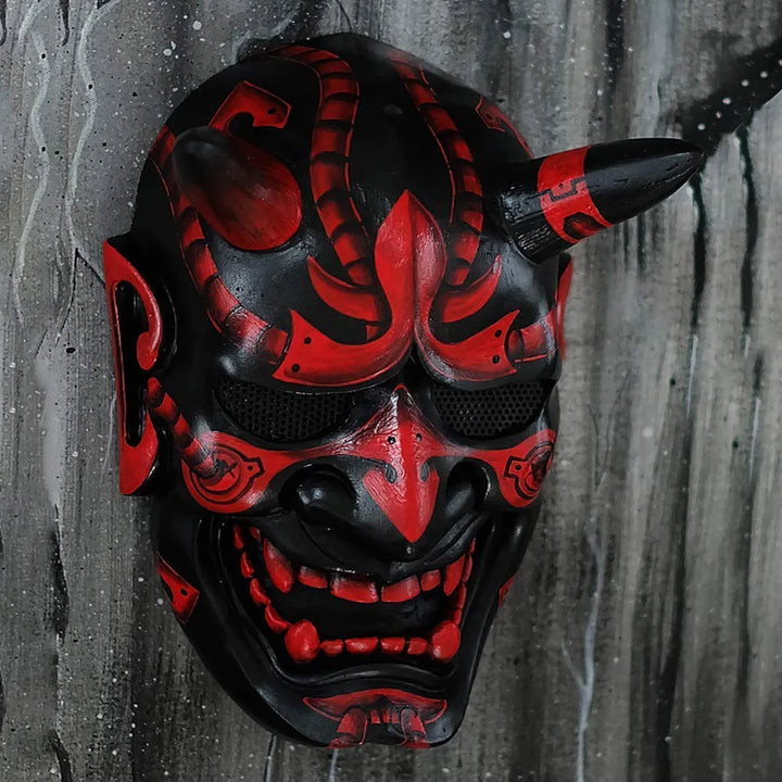 red japanese demon oni mask