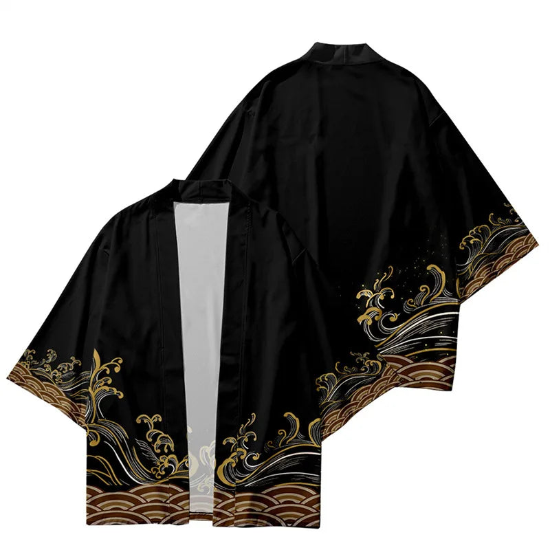 black and golden haori