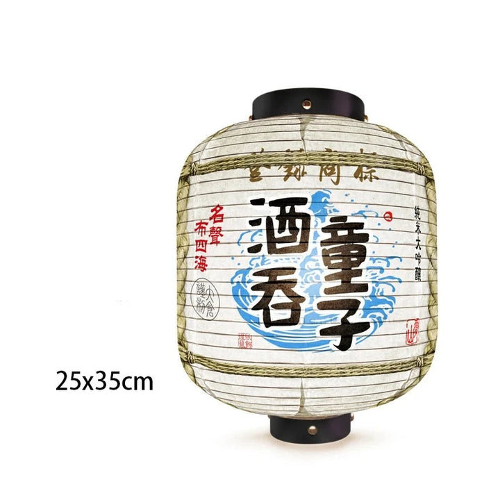 white japanese lanterns with blue design