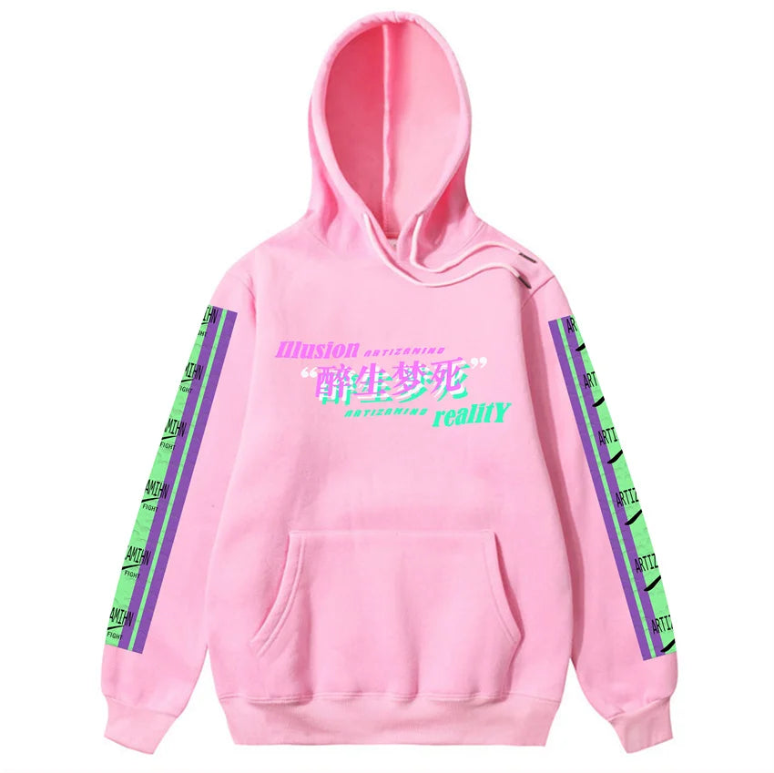 pink japanese retro hoodie