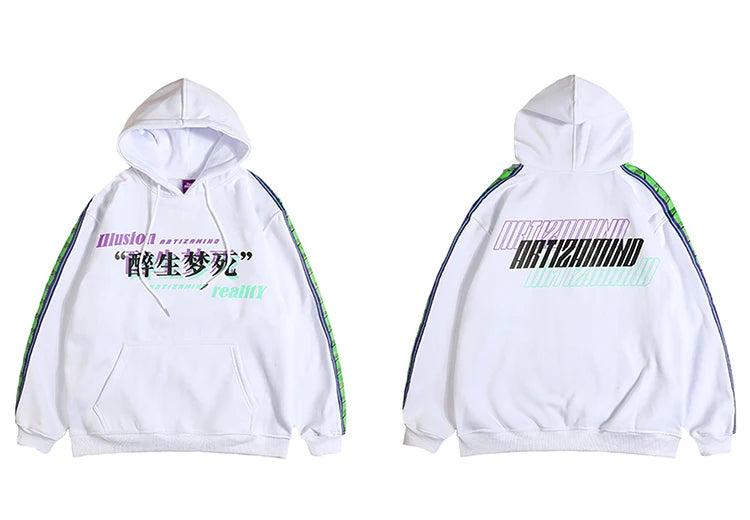 white japanese retro hoodie