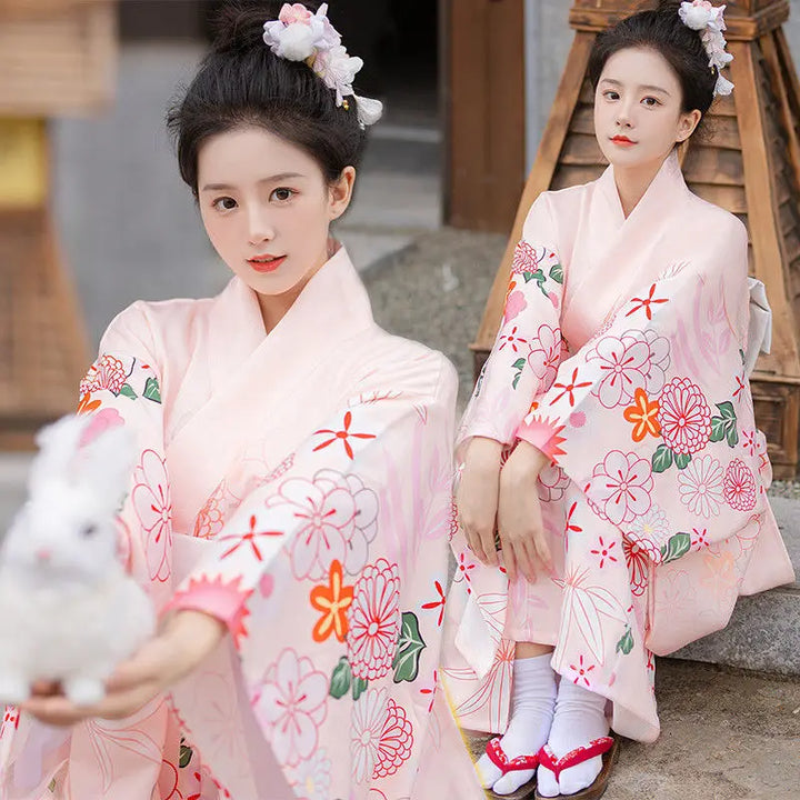 pink floral kimono