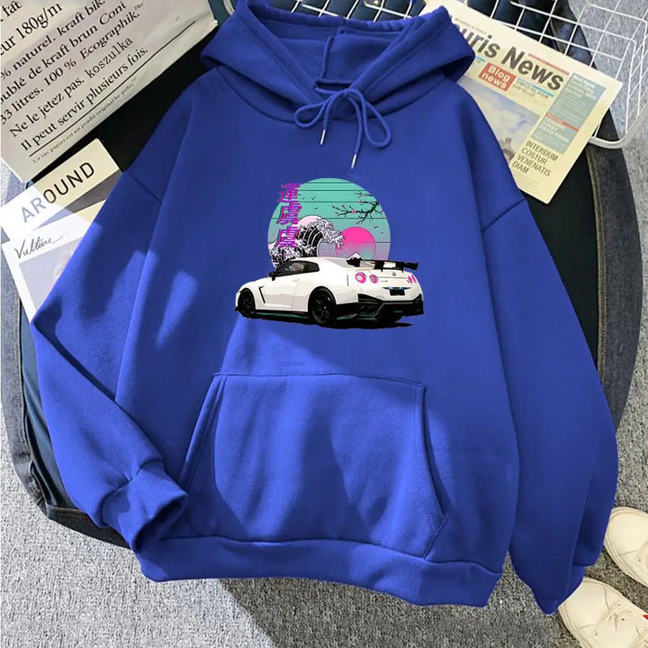 blue japanese car hoodie