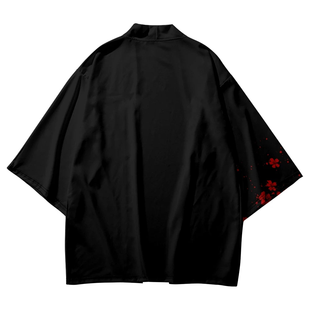 red and black kimono jacket