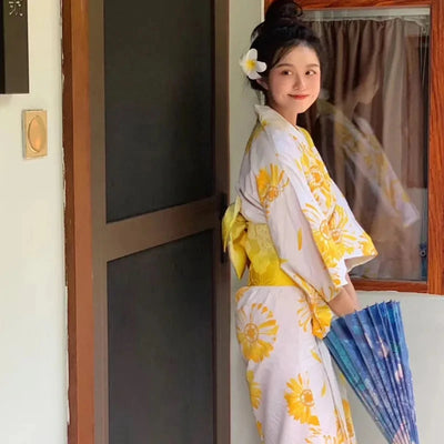 woman wearing white kimono dress