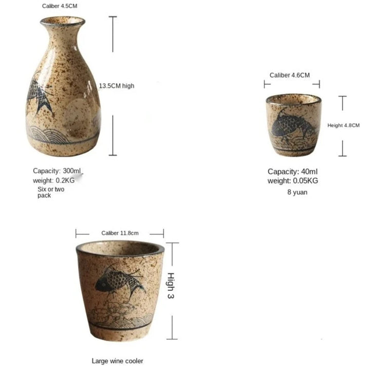 dimensions of a handmade sake set