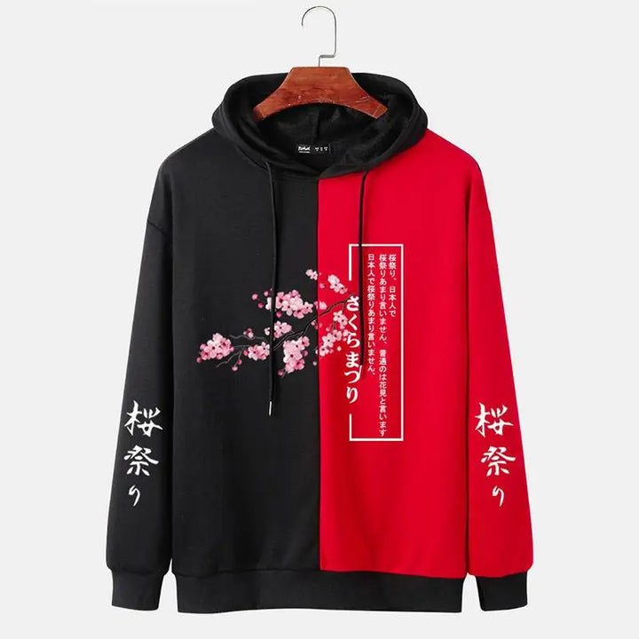 black and red japanese hoodie