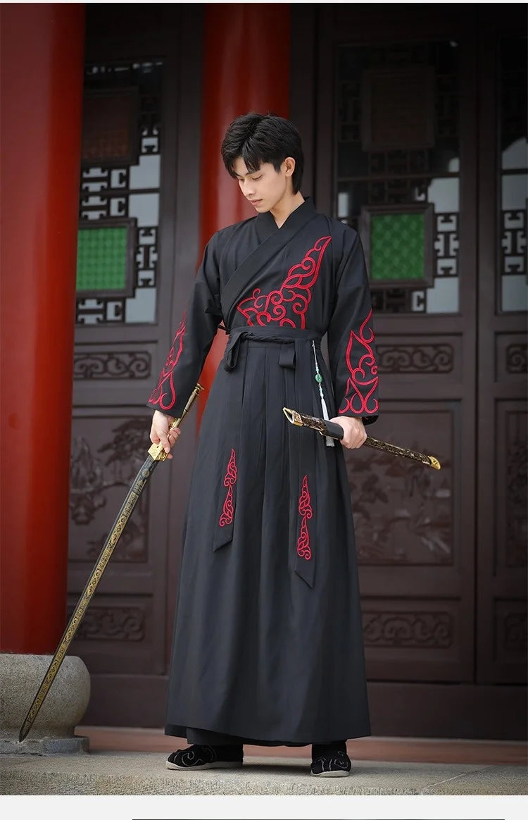 man wearing black hanfu