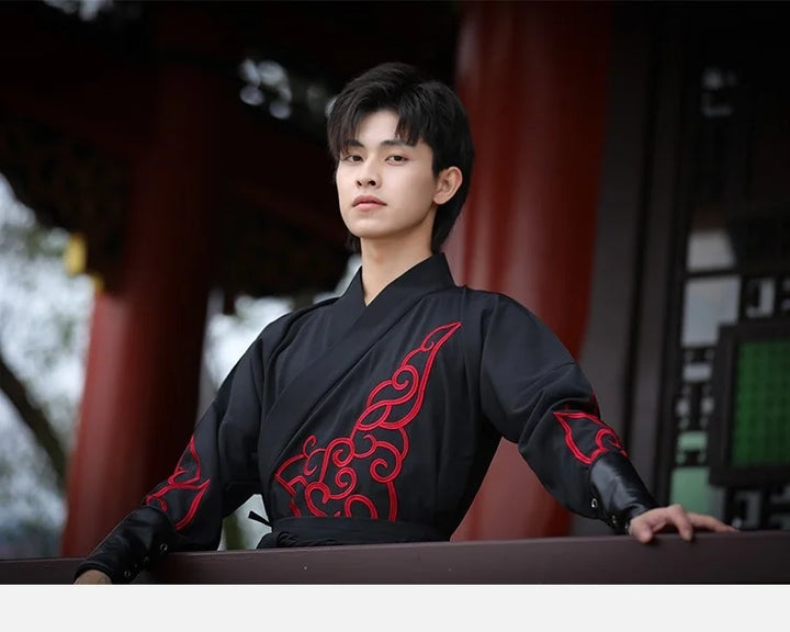 black and red hanfu