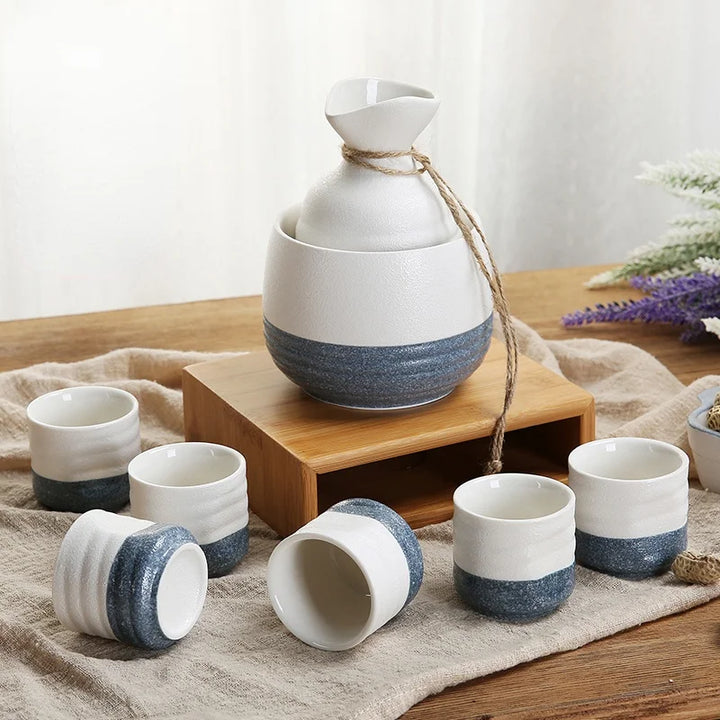 authentic japanese sake set with warmer design