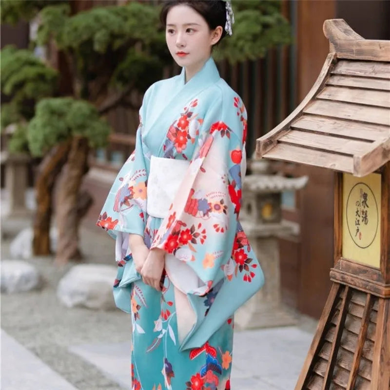 shy japanese girl with a womens japanese kimono robe