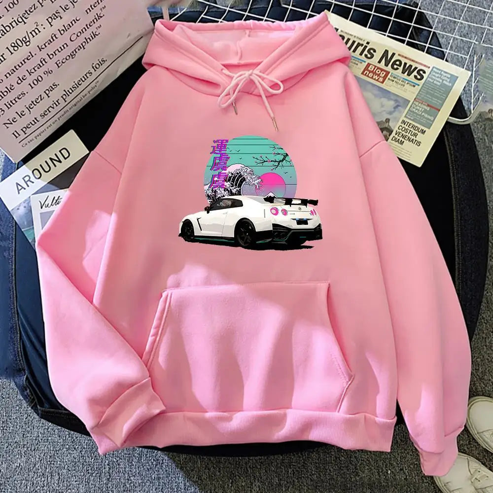 pink japanese car hoodie