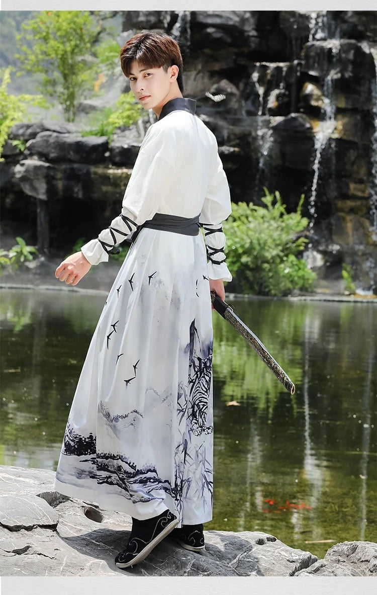 man wearing white tiger kimono