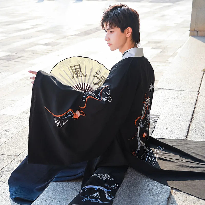 sitted man wearing mens kimono long