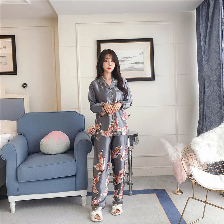 grey japanese silk pyjamas