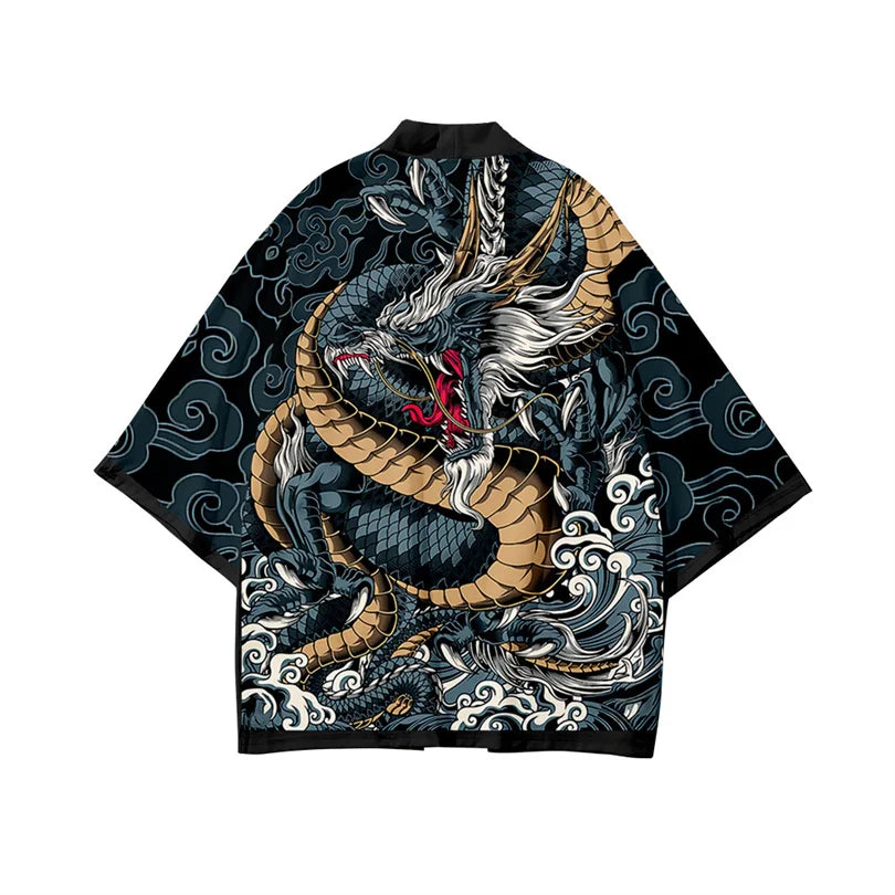 blue dragon kimono